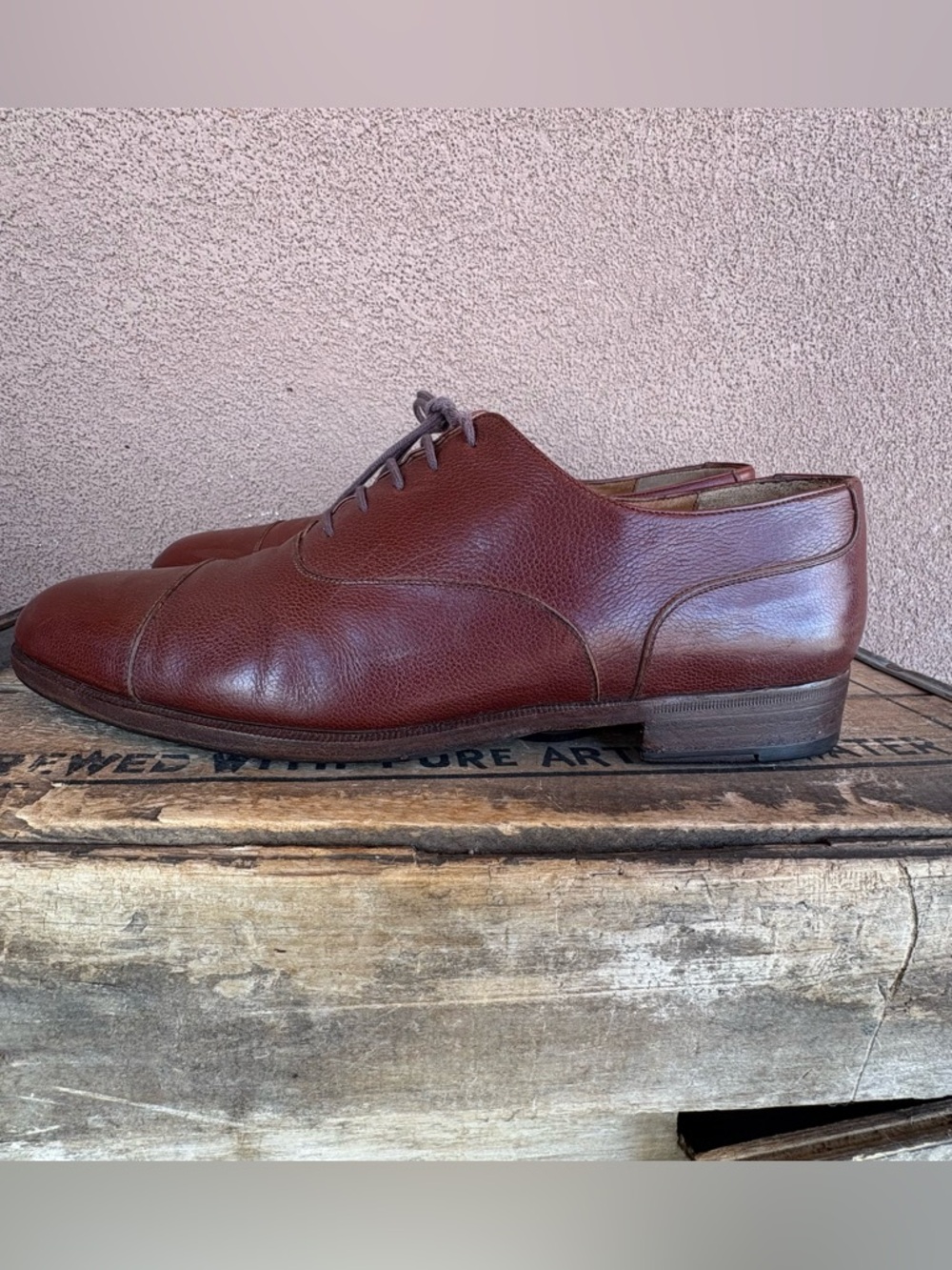 Salvatore Ferragamo Men’s Brown Leather Cap Toe Oxford